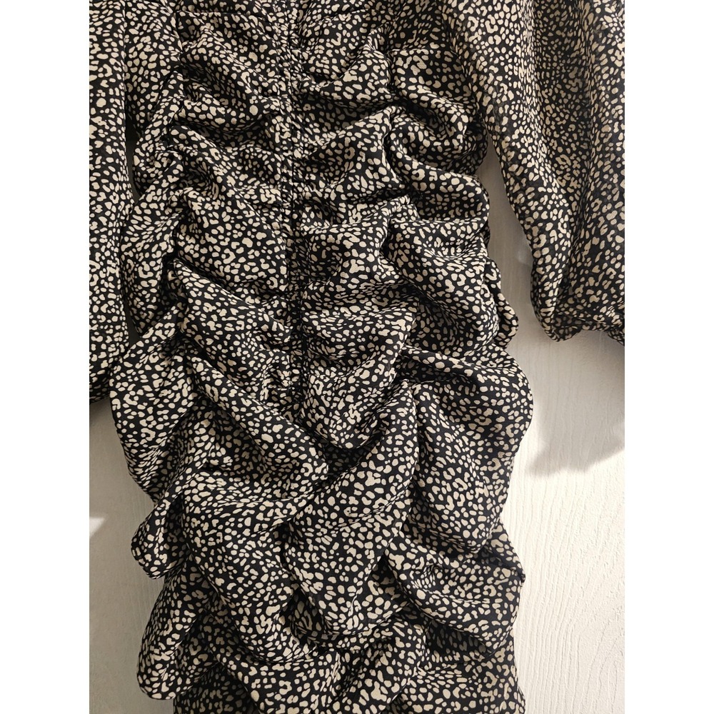 Womens Long Sleeve Dress Size Medium Black Rouched Fitted Formal Dance Party - Picture 11 of 11